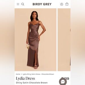 Birdy Grey Lydia Dress - Shiny Satin Chocolate Brown